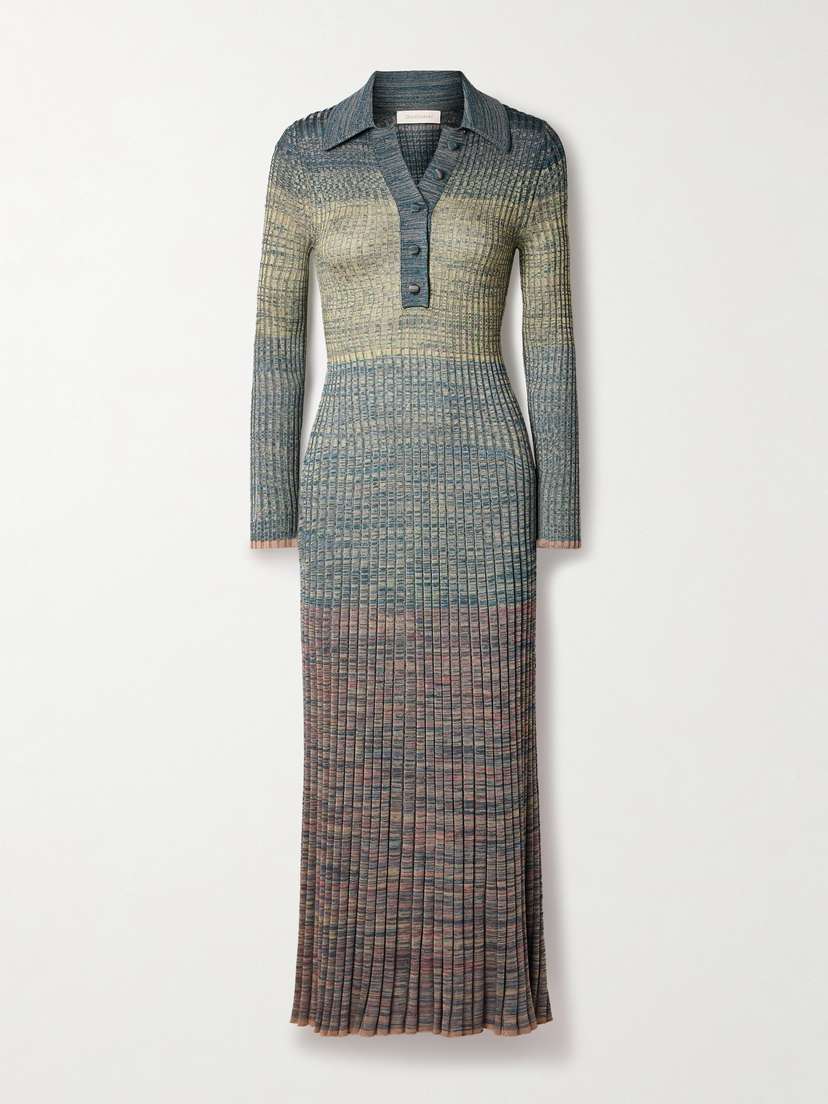 Zimmermann Story 1 Ribbed-knit Polo Midi Dress