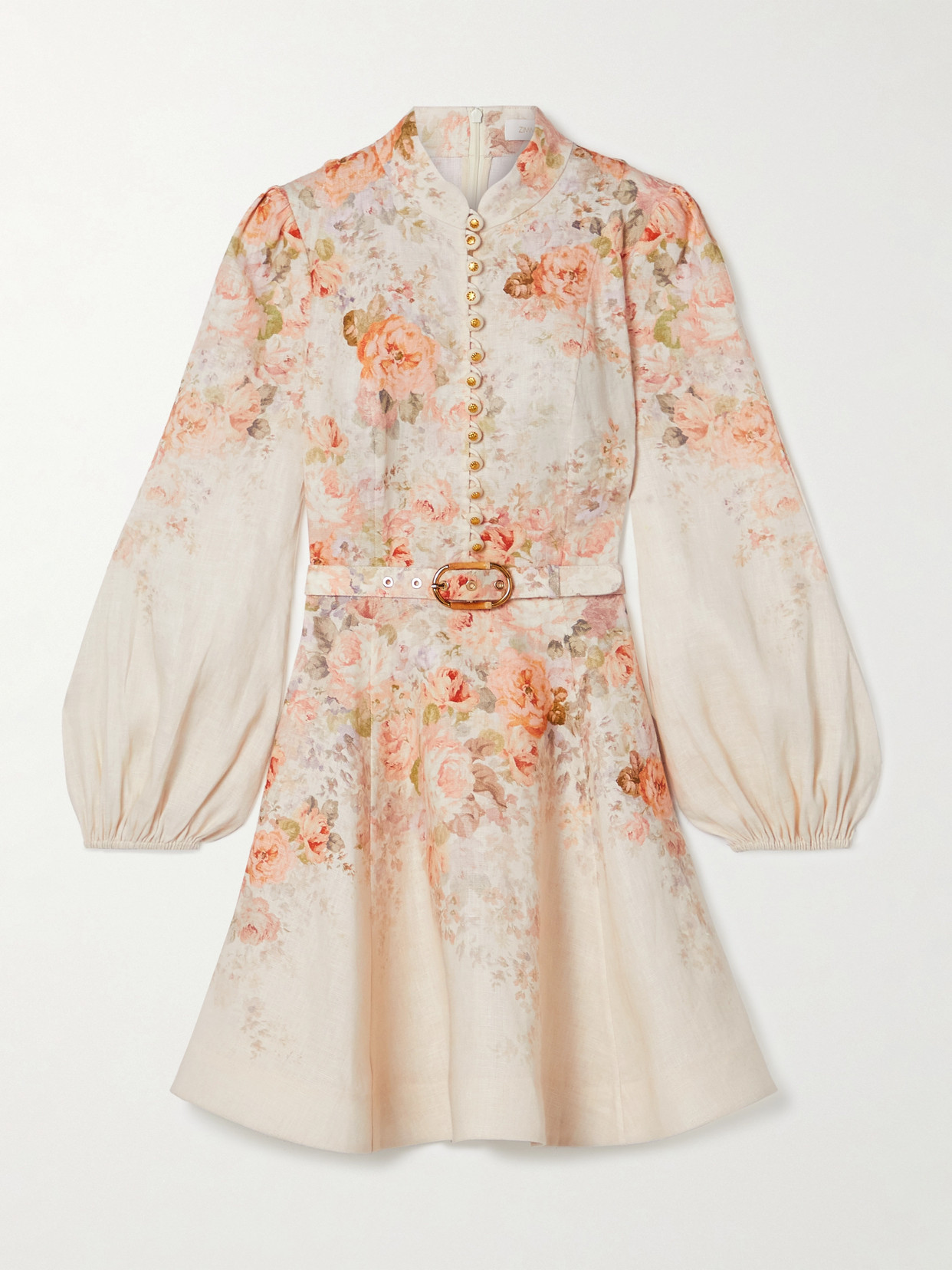 Zimmermann - Illustration Floral-print Linen Mini Dress - Cream