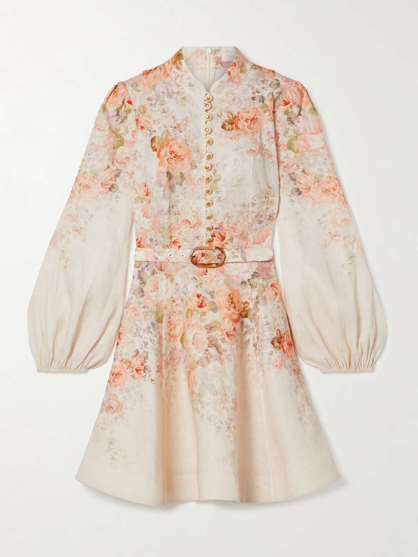 Zimmermann Illustration Floral-print Linen Mini Dress