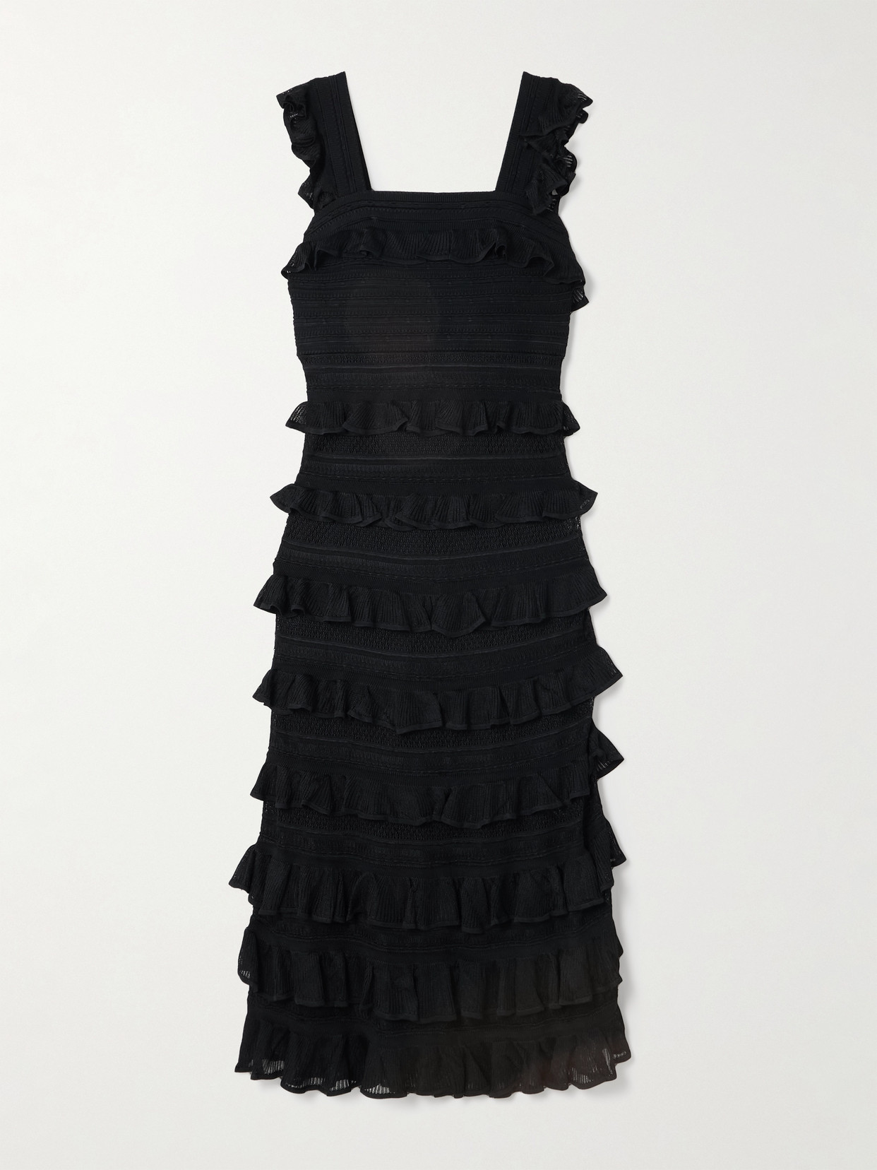 Zimmermann - Illustration Ruffled Knitted Midi Dress - Black