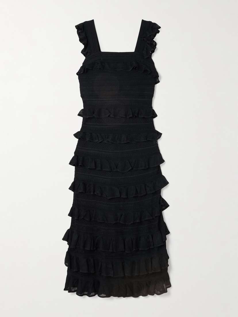 Zimmermann Illustration Ruffled Knitted Midi Dress