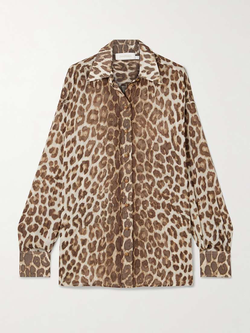 Zimmermann Illustration Leopard-print Chiffon Shirt