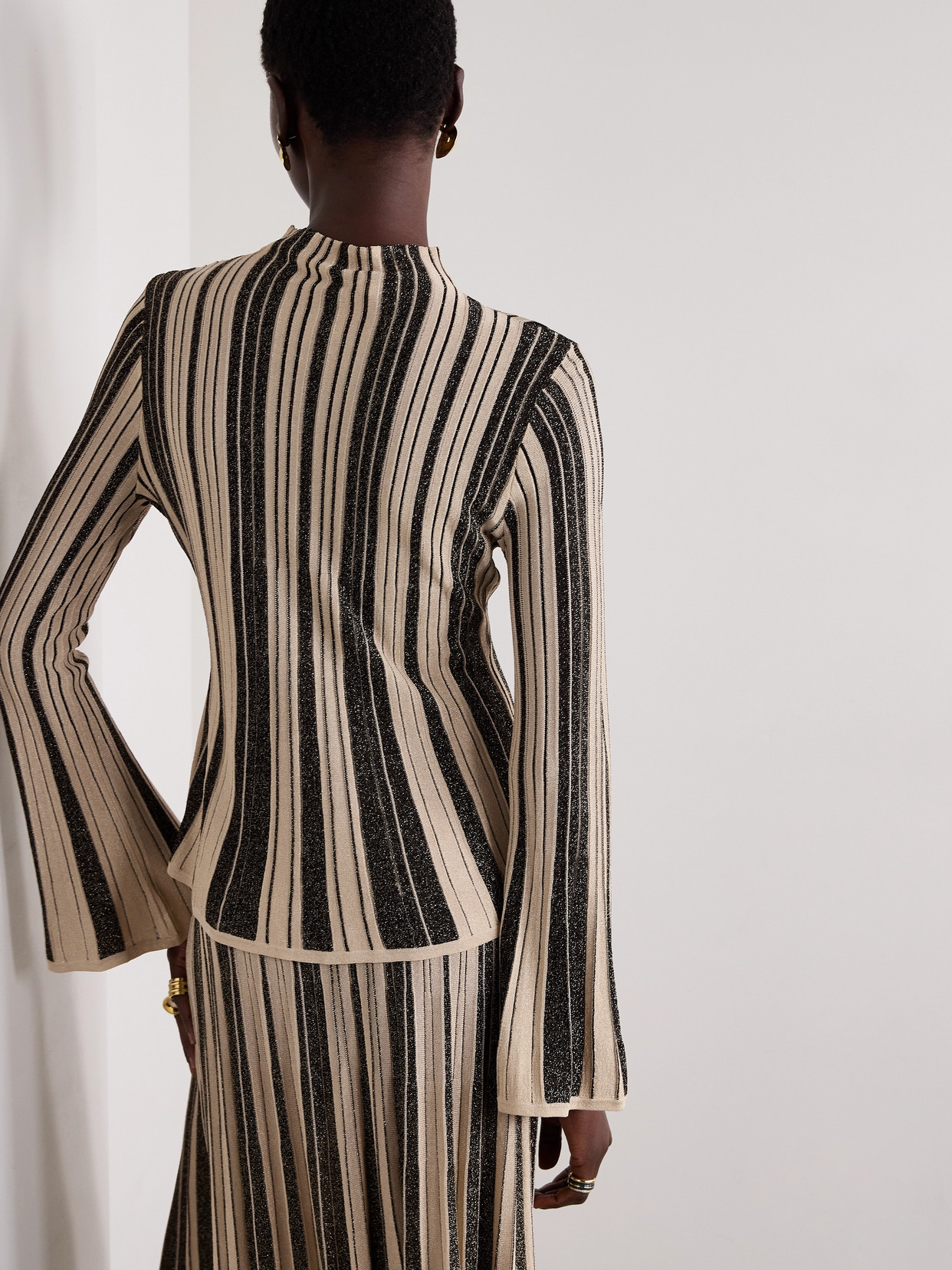 Zimmermann Illustration Mouline Metallic Stripe Top Black/gold In Black