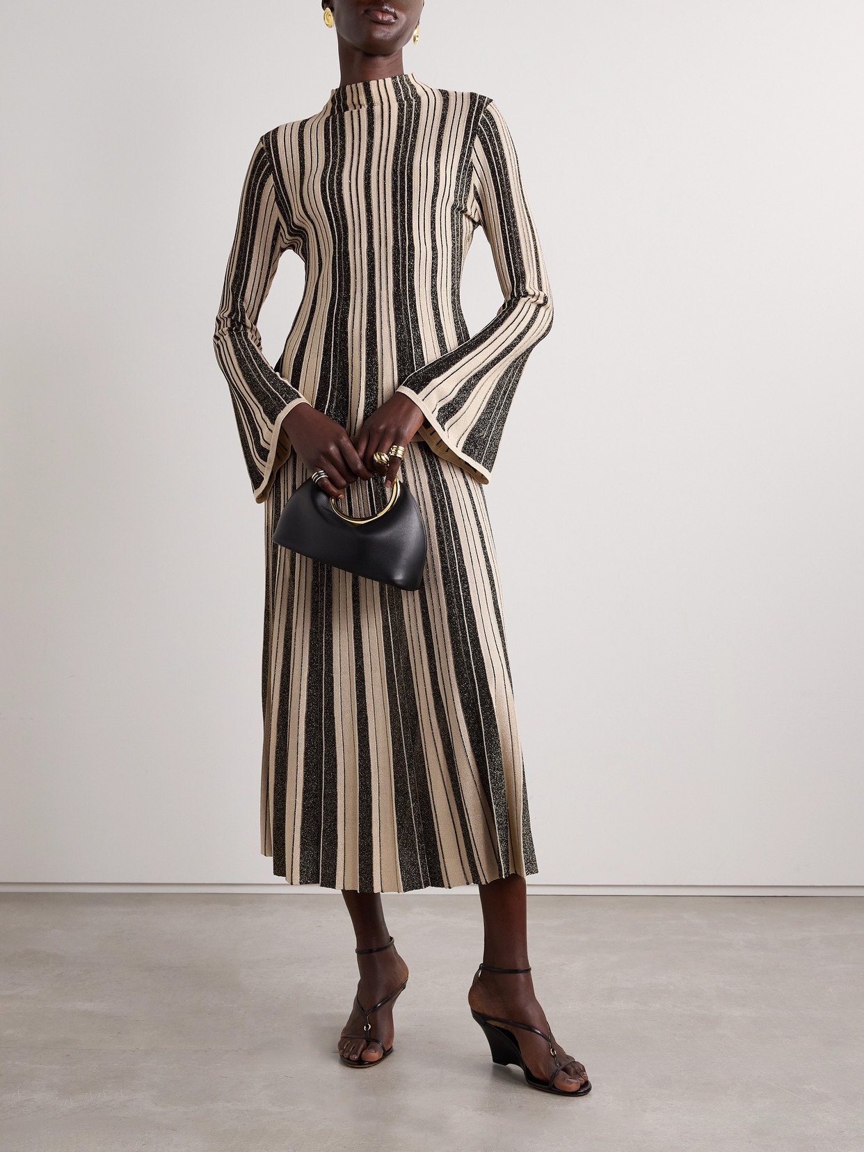 Zimmermann Illustration Mouline Metallic Stripe Top Black/gold In Black