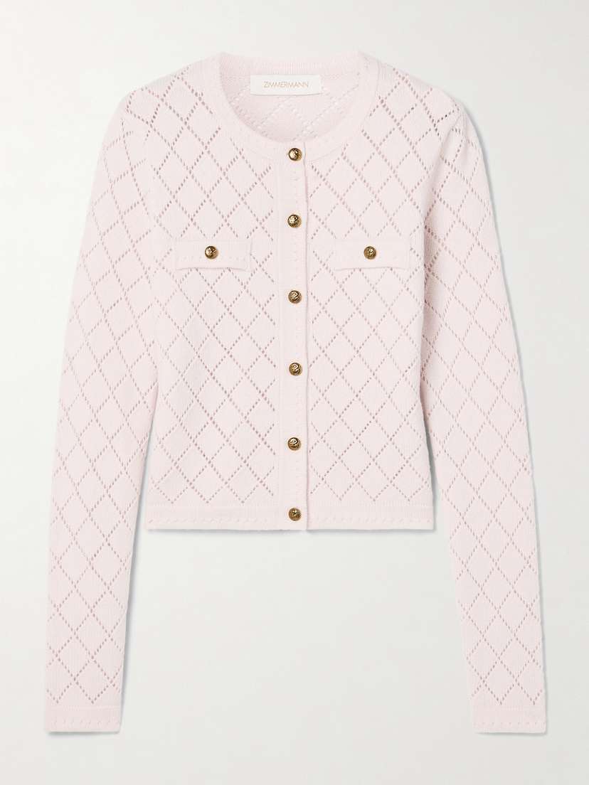 Zimmermann Pointelle-knit Wool Cardigan