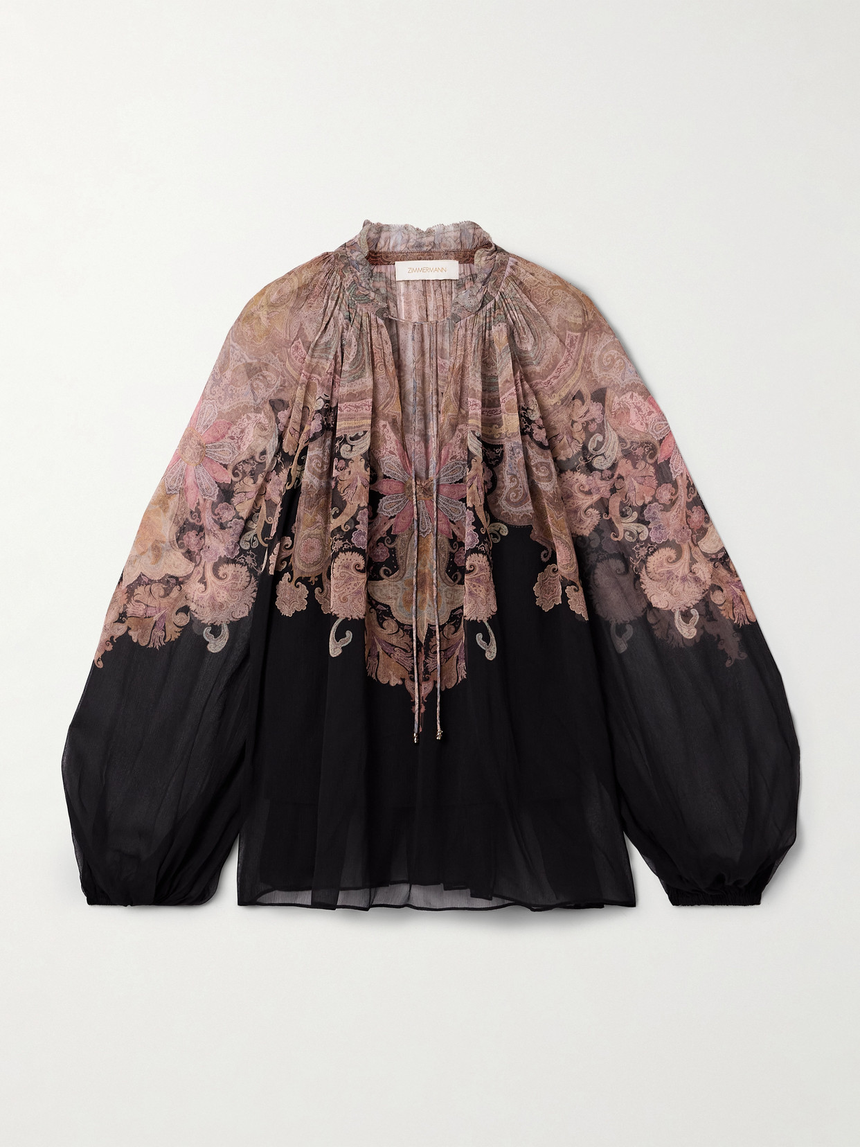 Zimmermann Dawning Placed Paisley Peasant Top In Multi