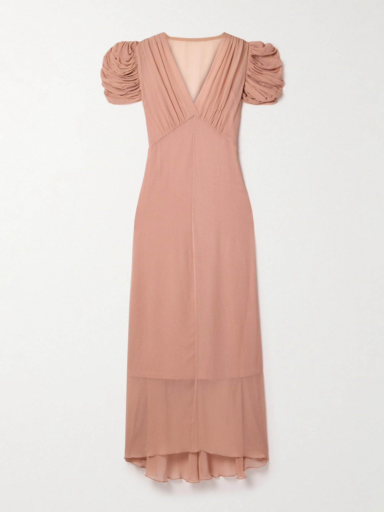 Zimmermann Eden Asymmetric Gathered Silk-georgette Dress In Neutrals
