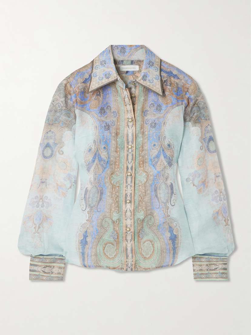 Zimmermann Eden Paisley-print Linen And Silk-blend Organza Shirt