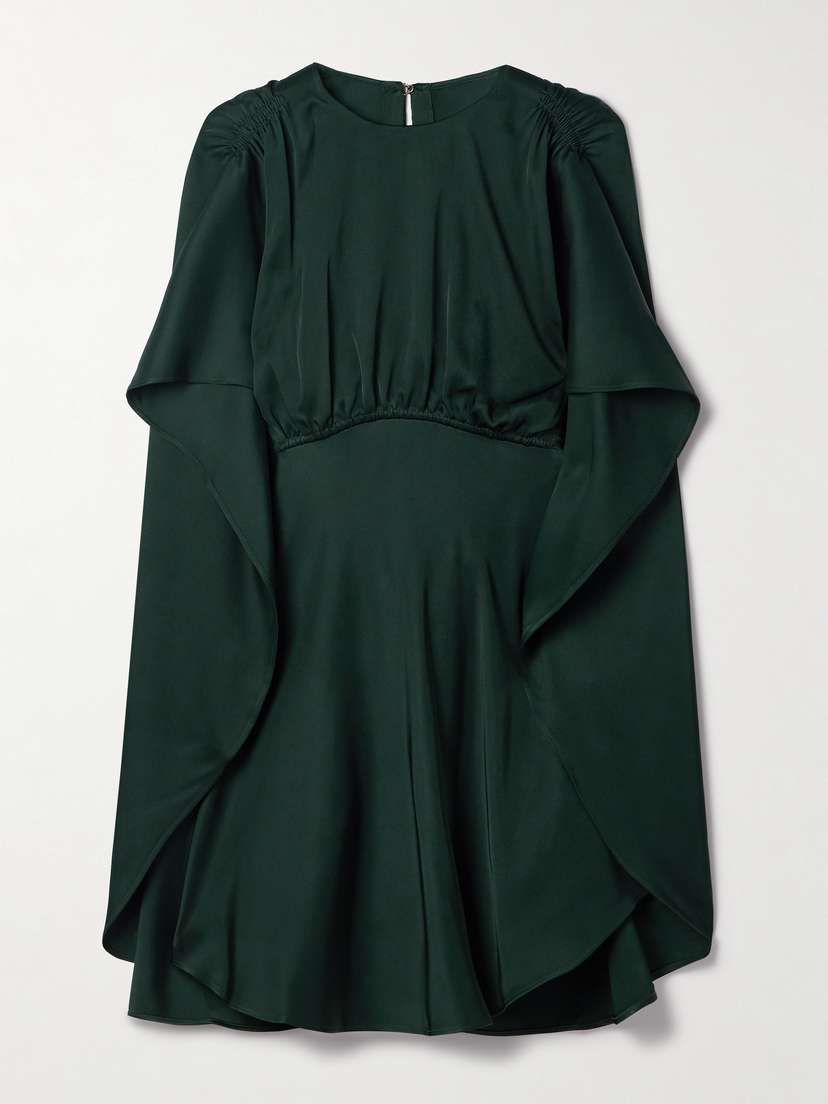 Zimmermann Eden Cape-effect Ruched Satin-twill Mini Dress