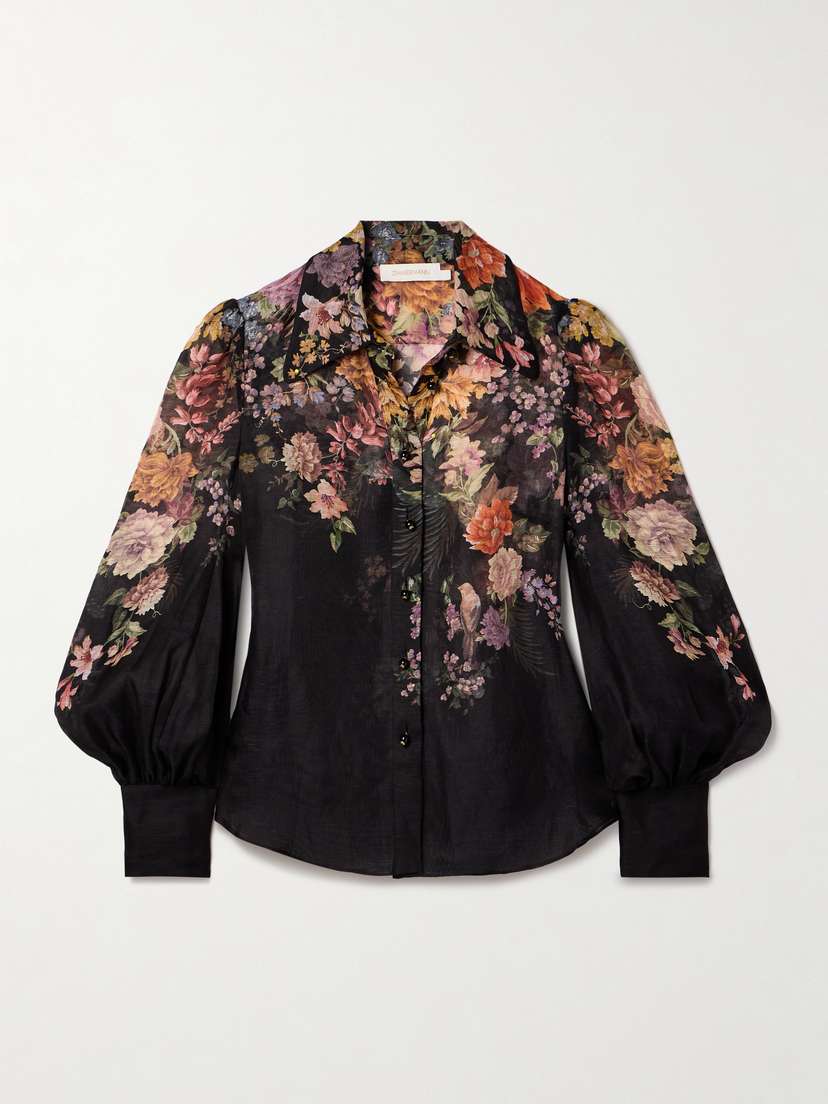 Zimmermann Pavilion Floral-print Linen And Silk-blend Shirt