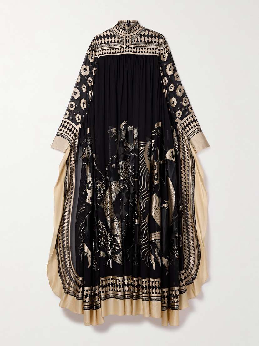 Zimmermann Illustration Gathered Fil Coupé Silk-blend Turtleneck Maxi Dress