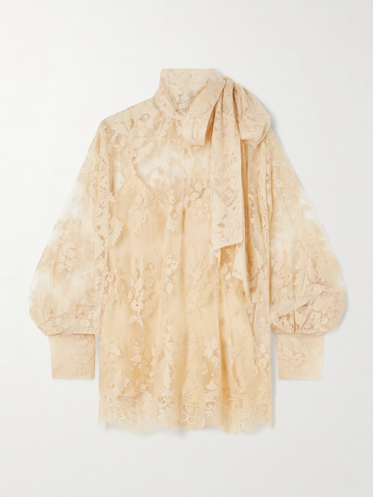 Zimmermann Beige ‘illustration' Blouse With Lace Overlay In Cream