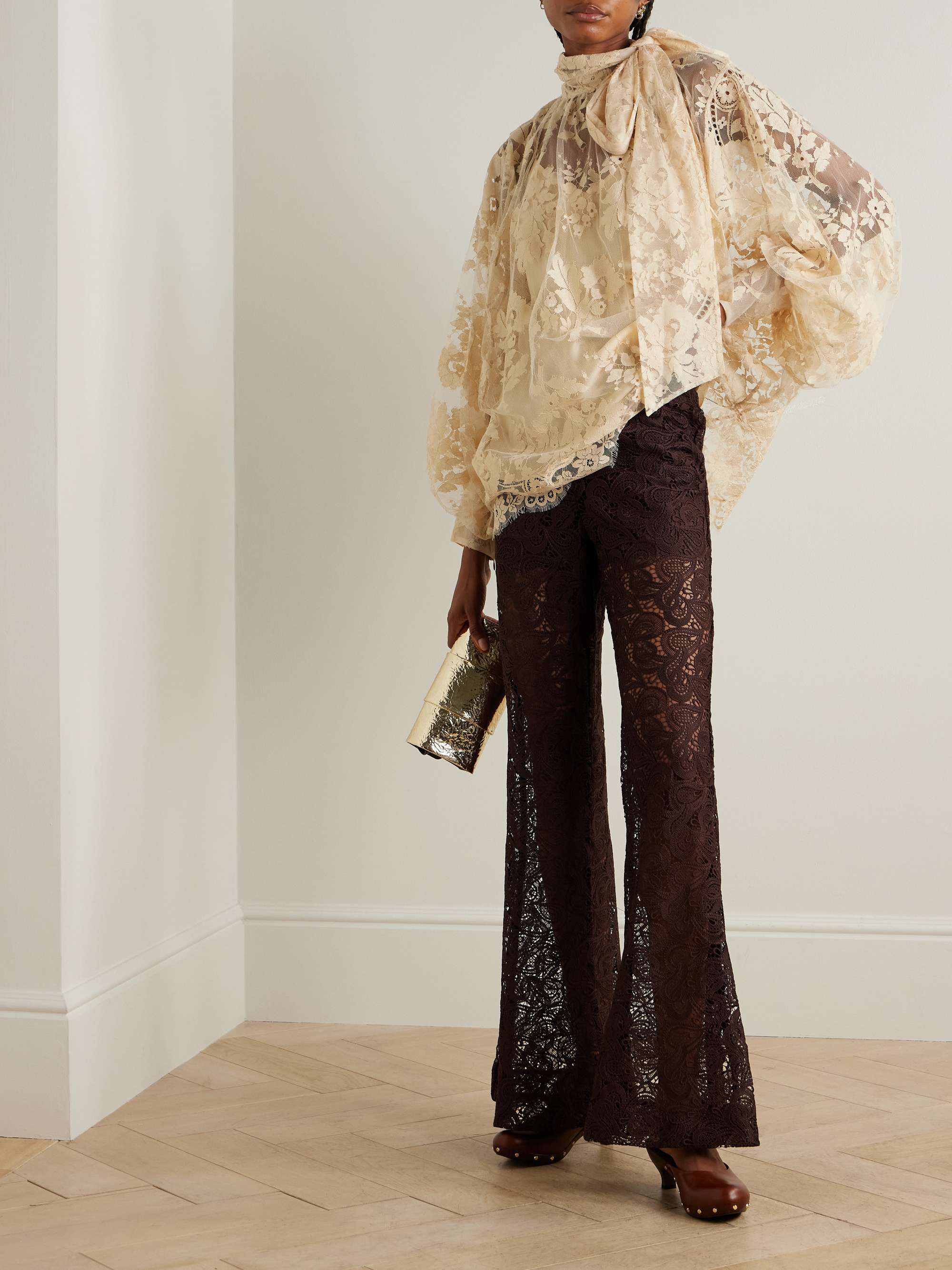 ZIMMERMANN Illustration pussy-bow scalloped cotton-blend
