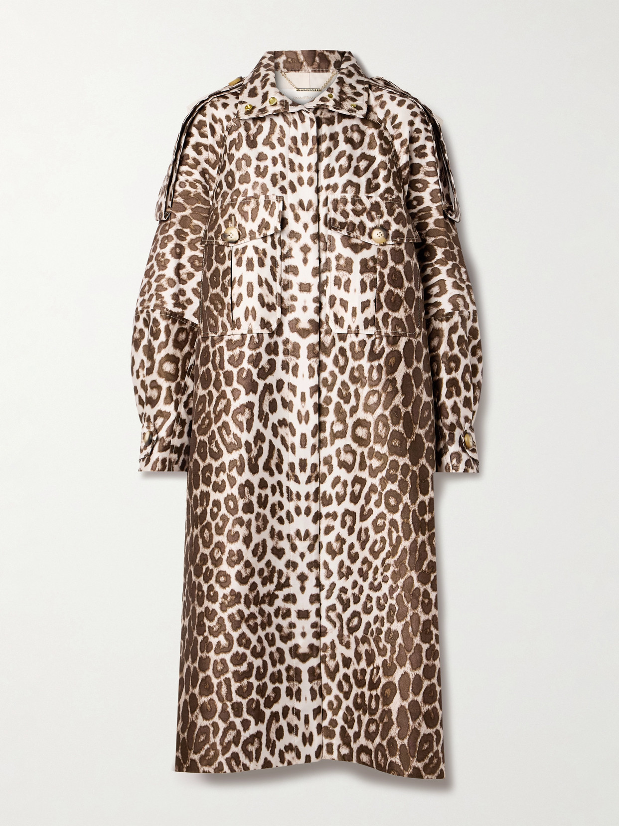 Zimmermann Illustration Leopard Print Twill Trench Coat In Animal Print