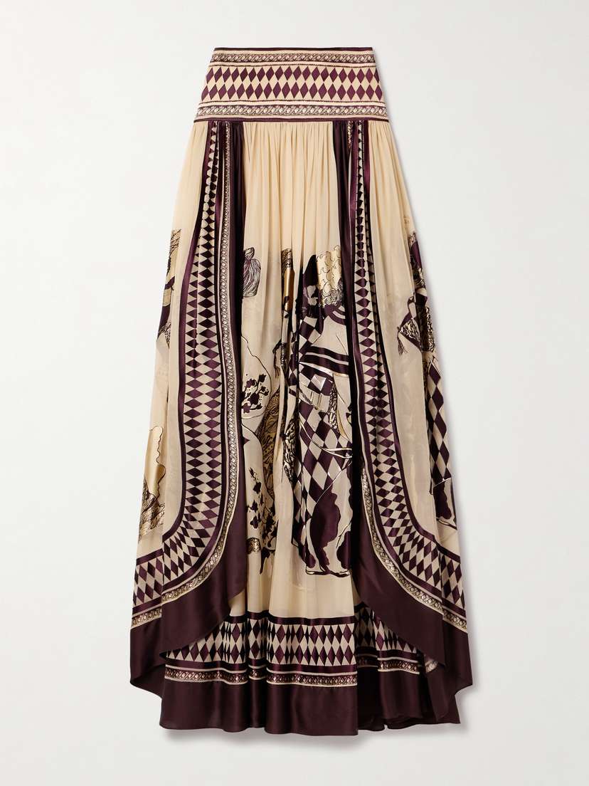 Zimmermann Illustration Layered Fil Coupé Silk-blend Maxi Skirt