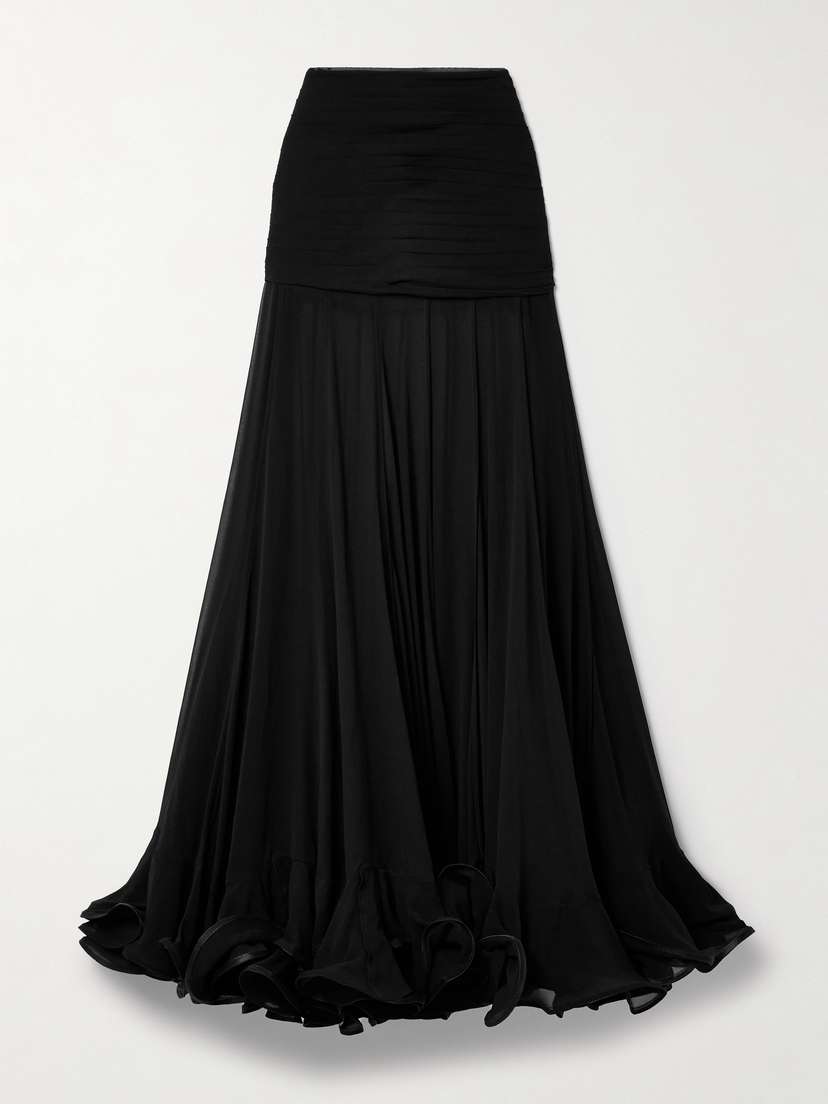 Zimmermann Illustration Ruffled Silk-chiffon Maxi Skirt