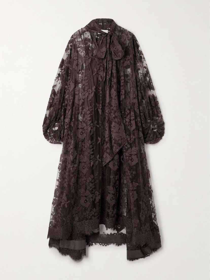 Zimmermann Illustration Tie-detailed Cotton-blend Lace Maxi Dress