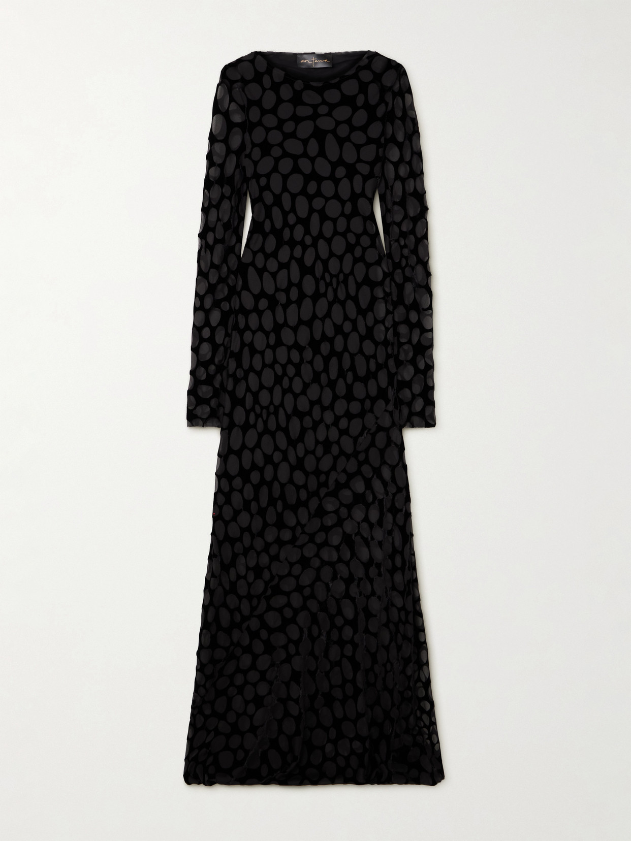 Cortana Pebbles Polka-dot Devoré-chiffon Maxi Dress In Black