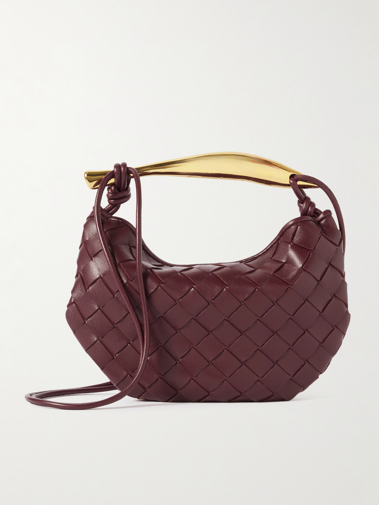 Bottega Veneta Sardine Mini Intrecciato Leather Shoulder Bag In Burgundy