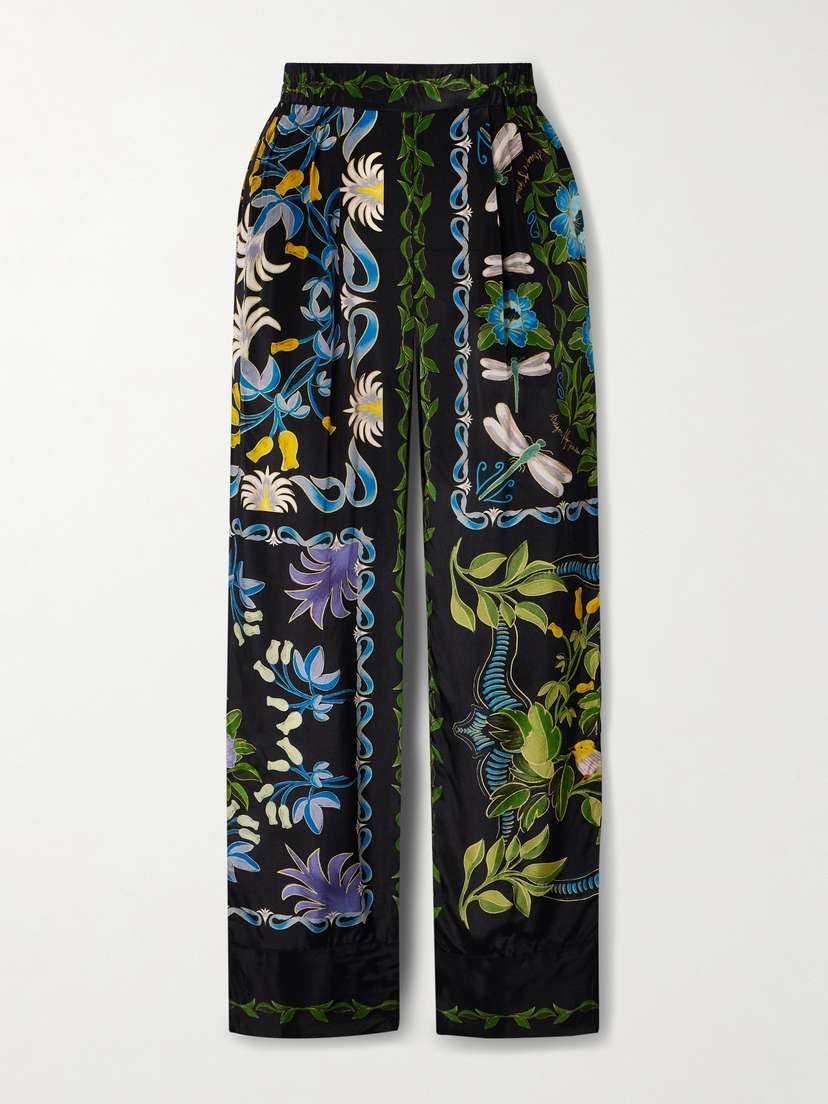 Farm Rio Printed Crepe De Chine Straight-leg Pants - x large