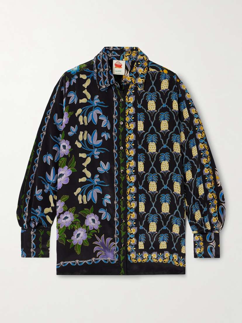 Farm Rio Printed Crepe De Chine Shirt - x large
