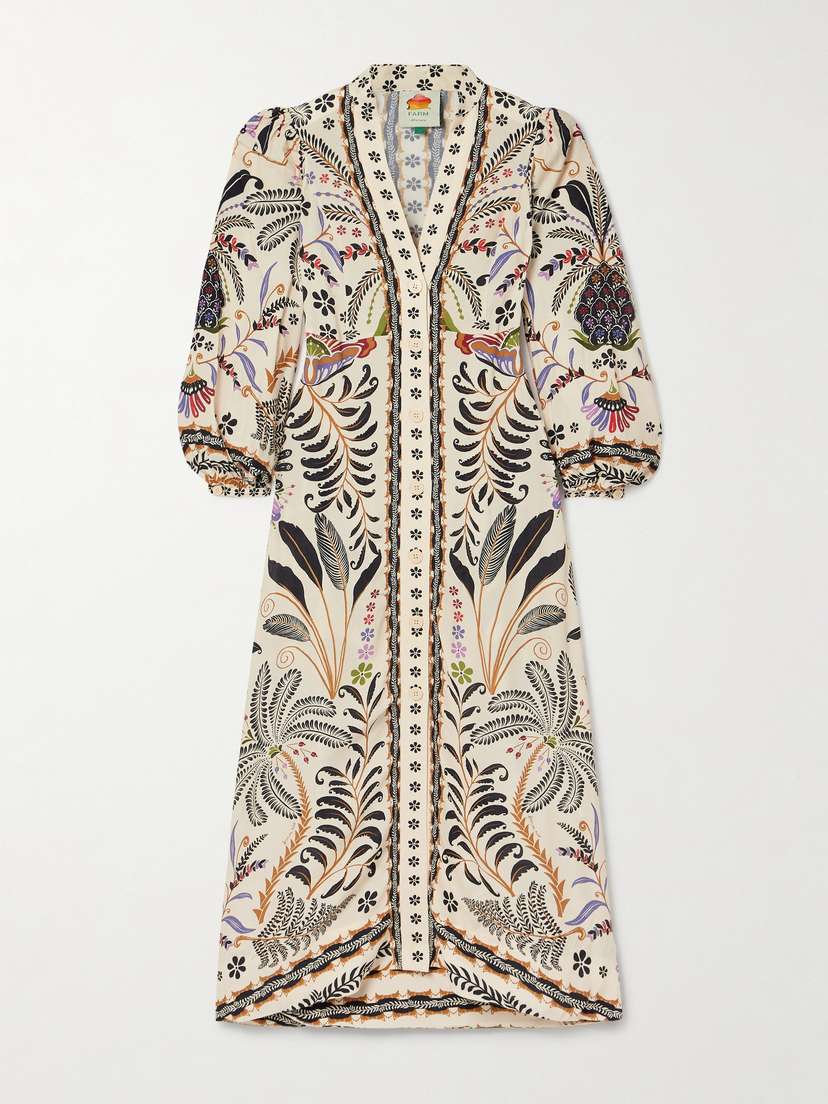 Farm Rio Printed Crepe Maxi Dress - x large