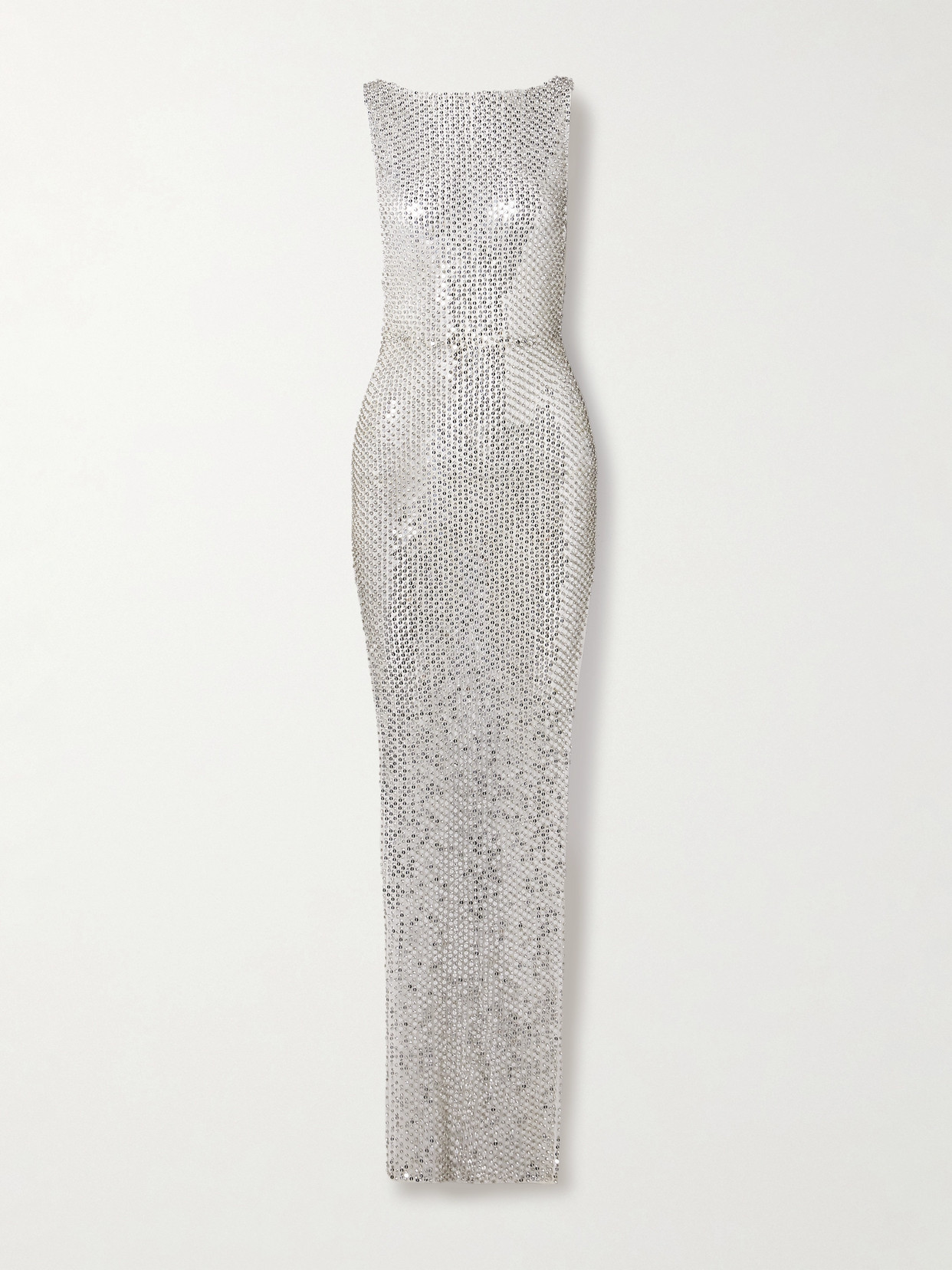 Retroféte Melania Embellished Tulle Gown In Silver
