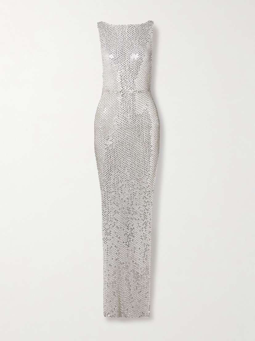 Retrofête Melania Embellished Tulle Midi Dress