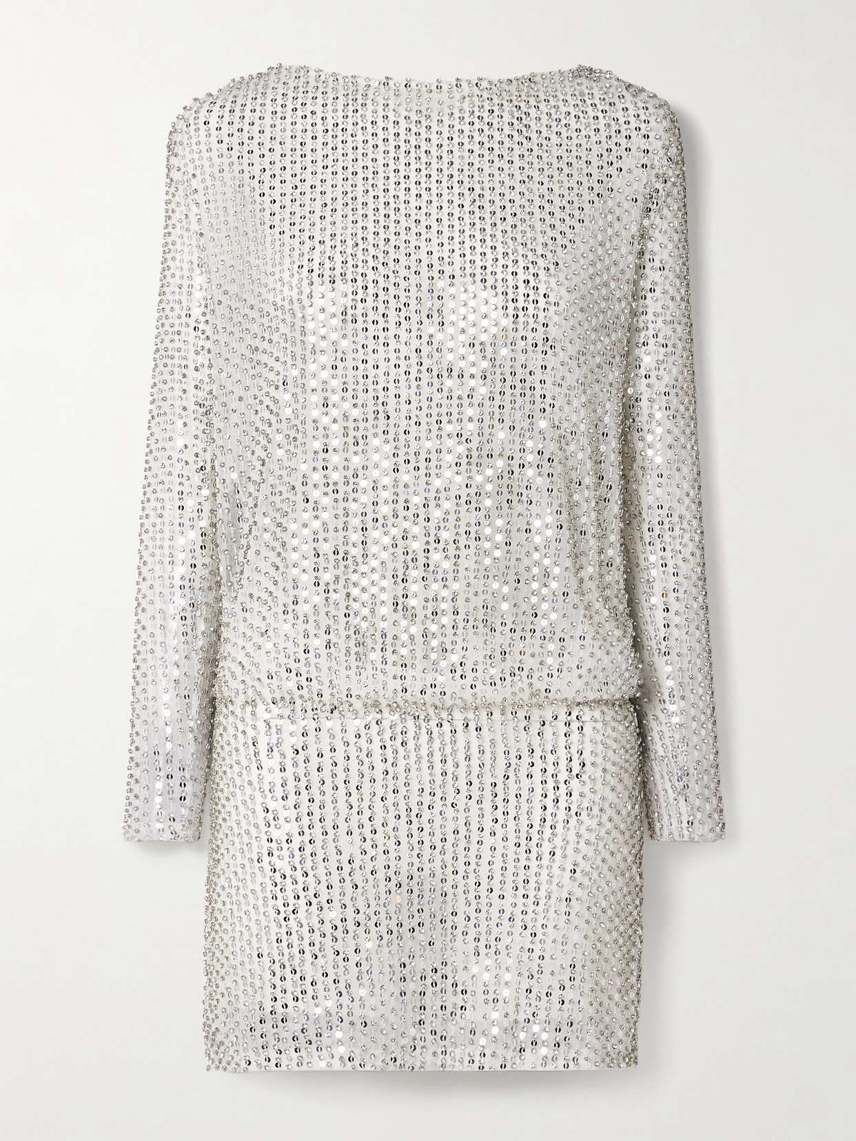 Retroféte Danae Draped Embellished Tulle Mini Dress In Silver