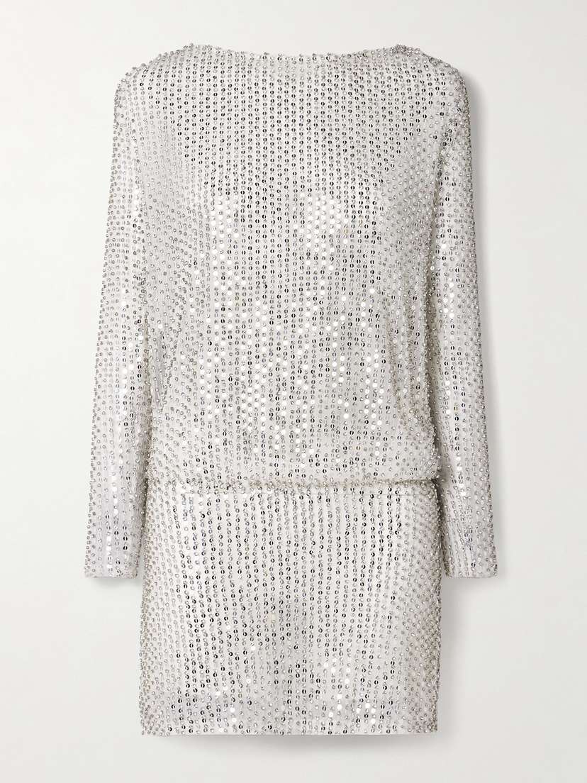 Retrofête Danae Draped Embellished Tulle Mini Dress