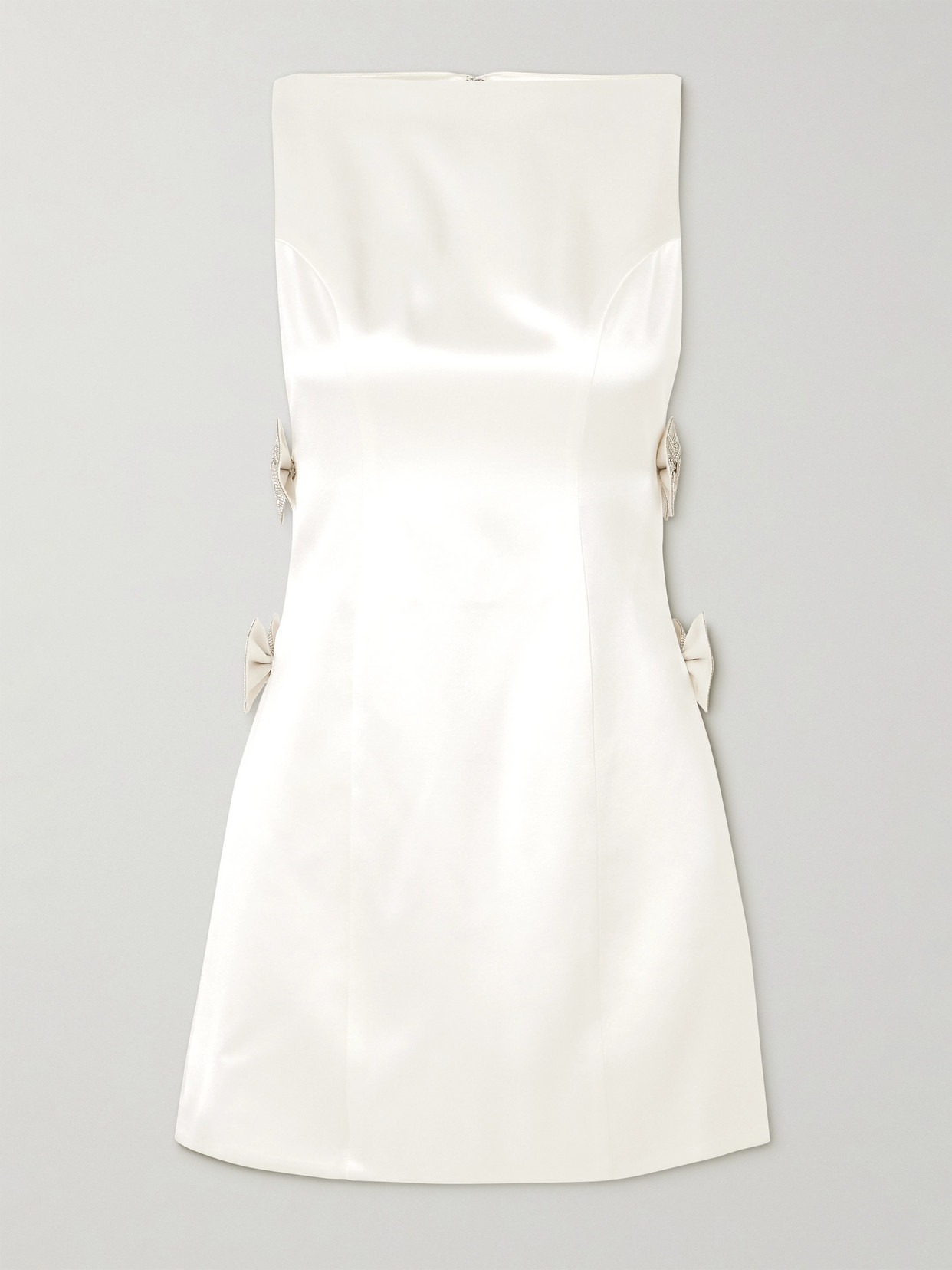 Retroféte Nadine Bow And Crystal-embellished Cutout Satin Mini Dress In White