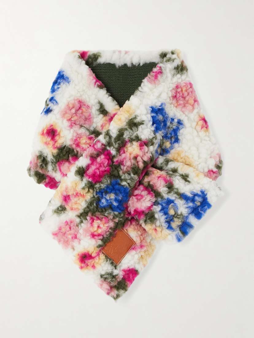 Loewe Floral-print Wool-trimmed Fleece Scarf