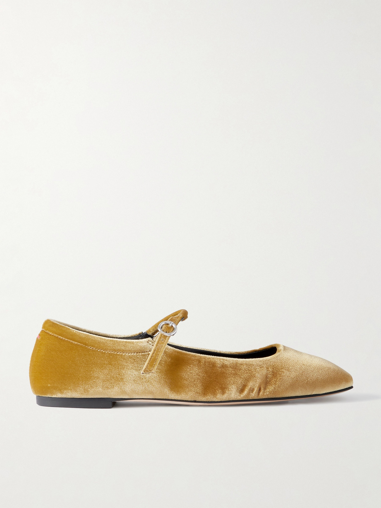 Aeyde Uma Velvet Mary Jane Ballet Flats In Yellow