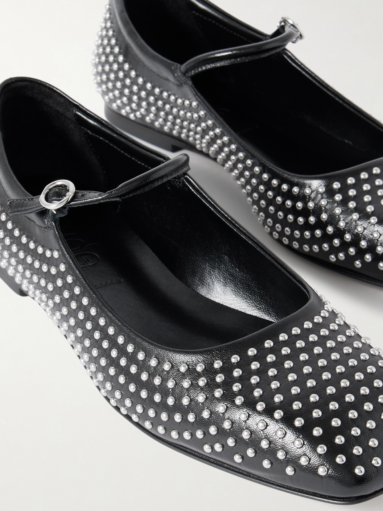 Uma Studded Leather Mary Jane Ballet Flats