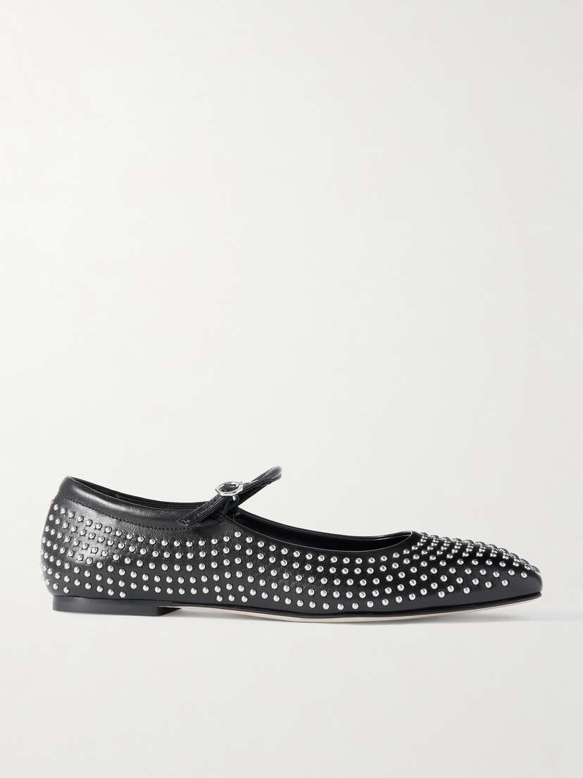 aeyde Uma Studded Leather Mary Jane Ballet Flats