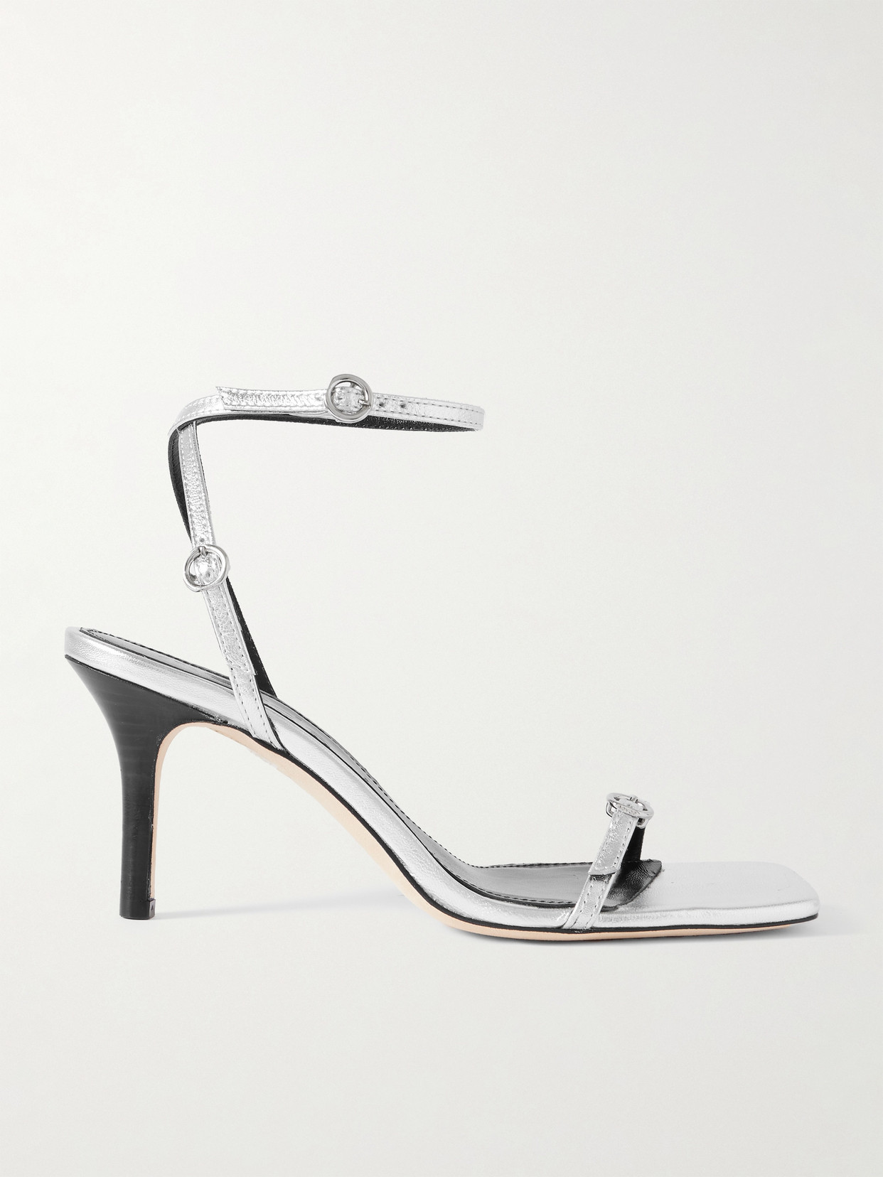 Aeyde - Hallie Metallic Leather Sandals - Silver