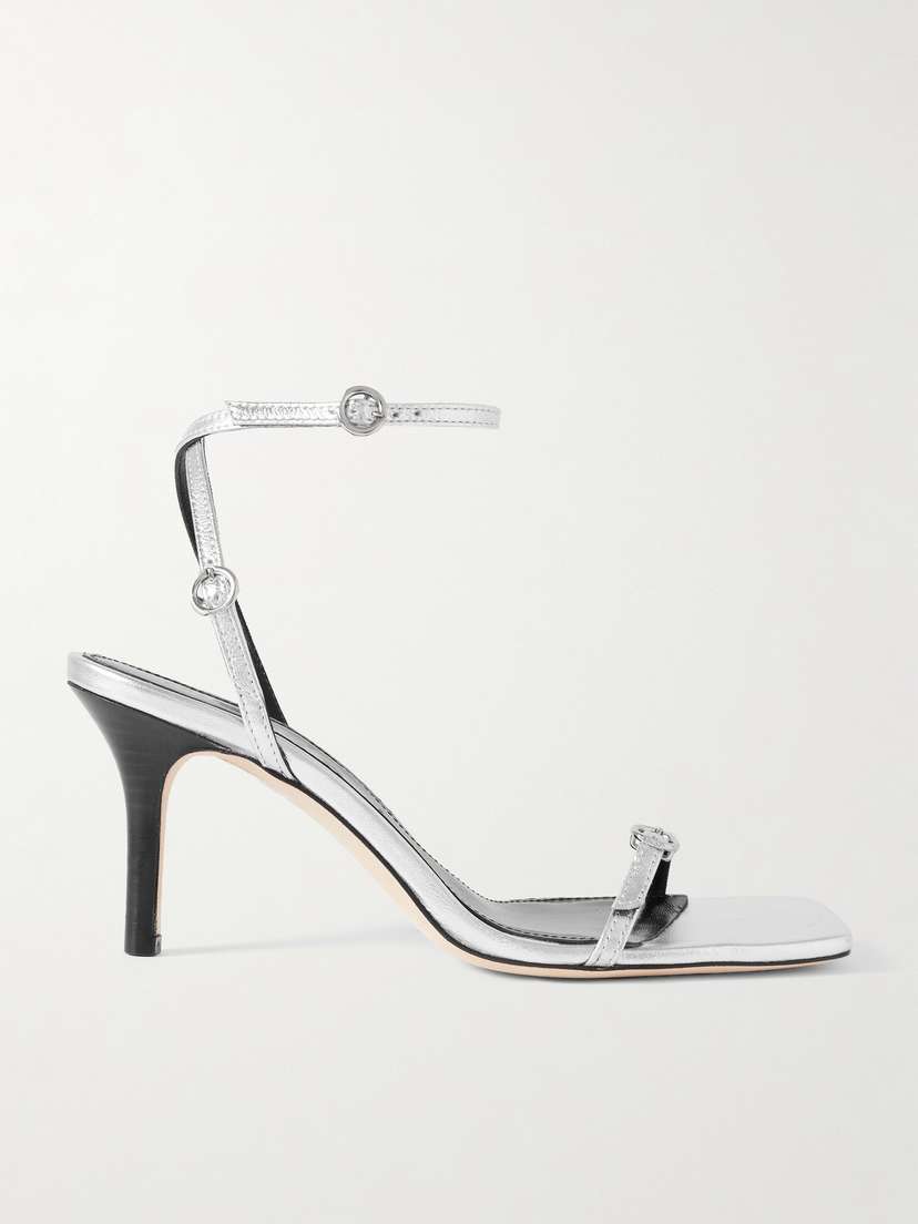 aeyde Hallie Metallic Leather Sandals