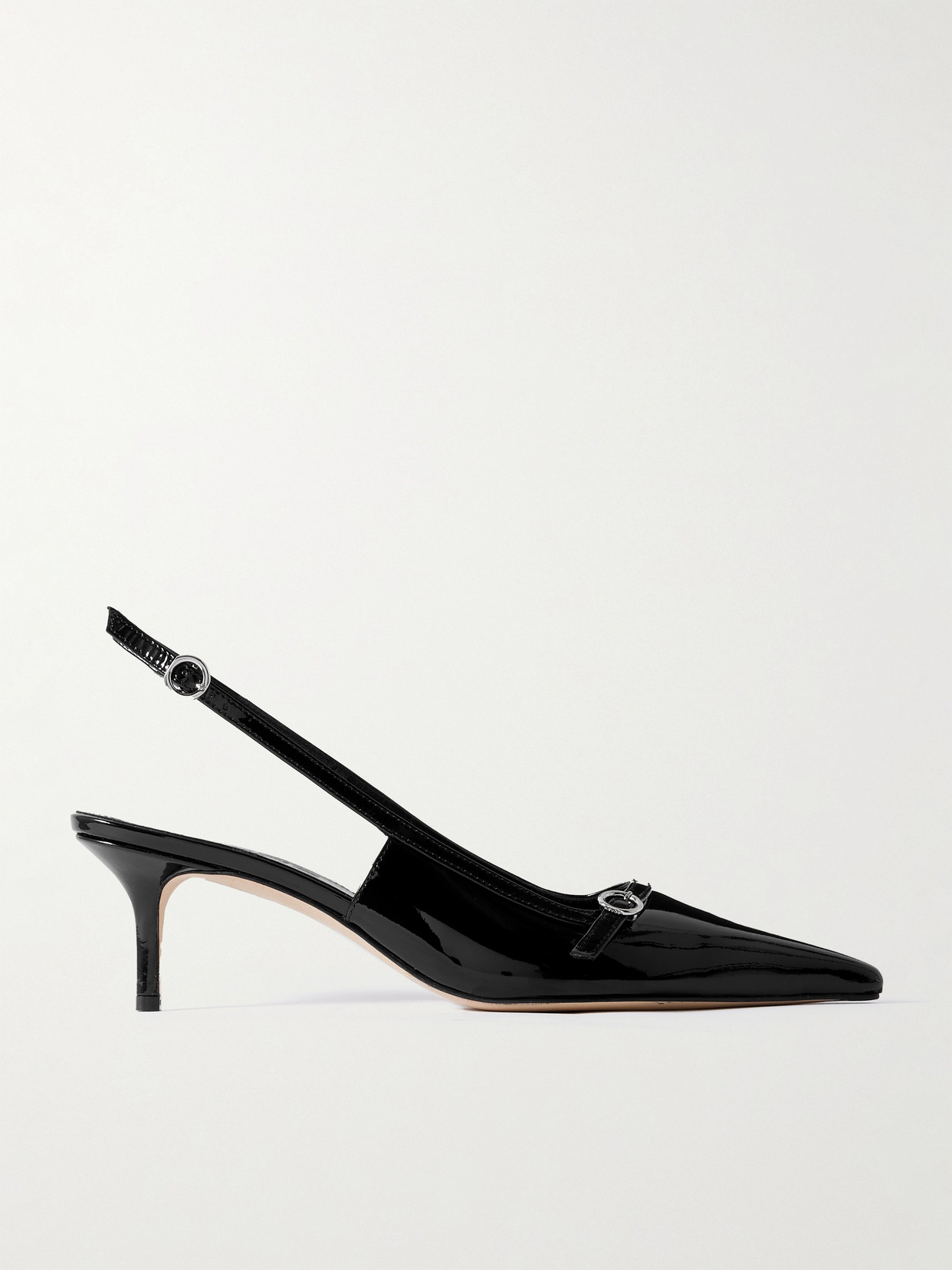 Aeyde Saba Buckled Patent-leather Slingback Pumps In Black