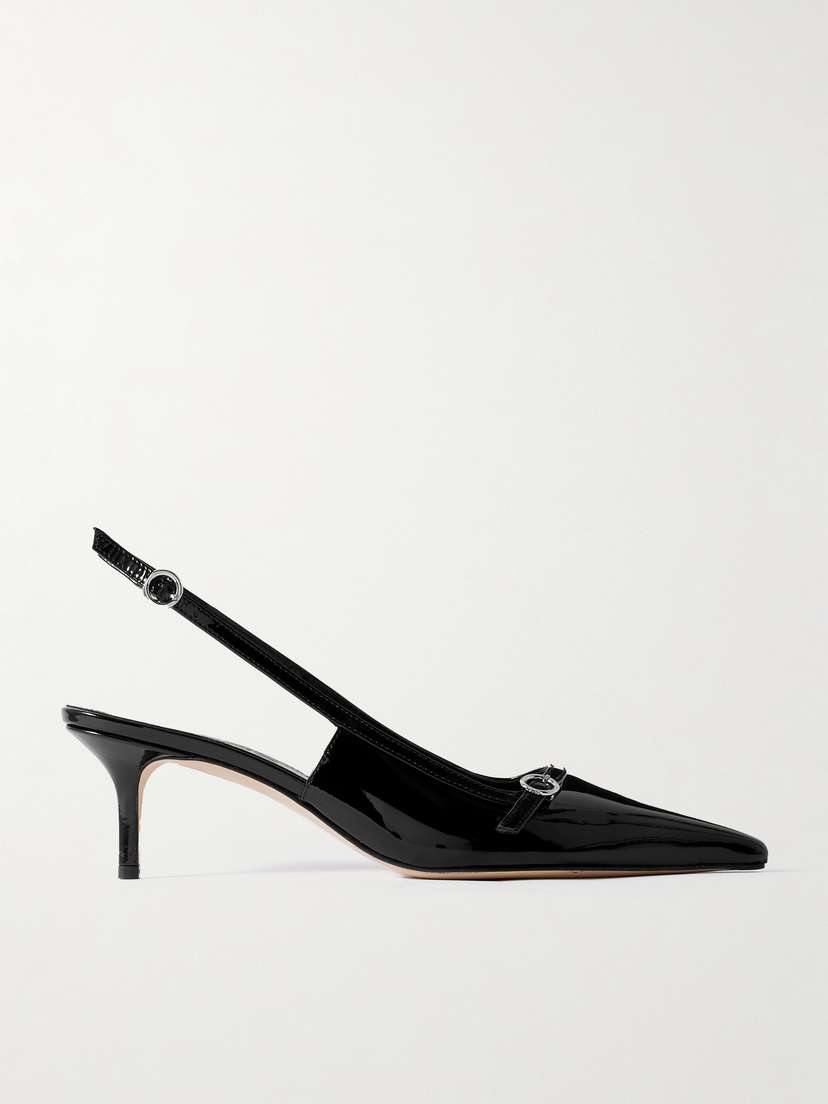 aeyde Saba Buckled Patent-leather Slingback Pumps