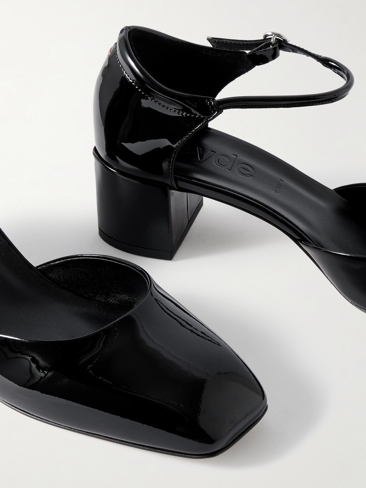 Aeyde 45mm Magda Nappa Leather Heels In Black