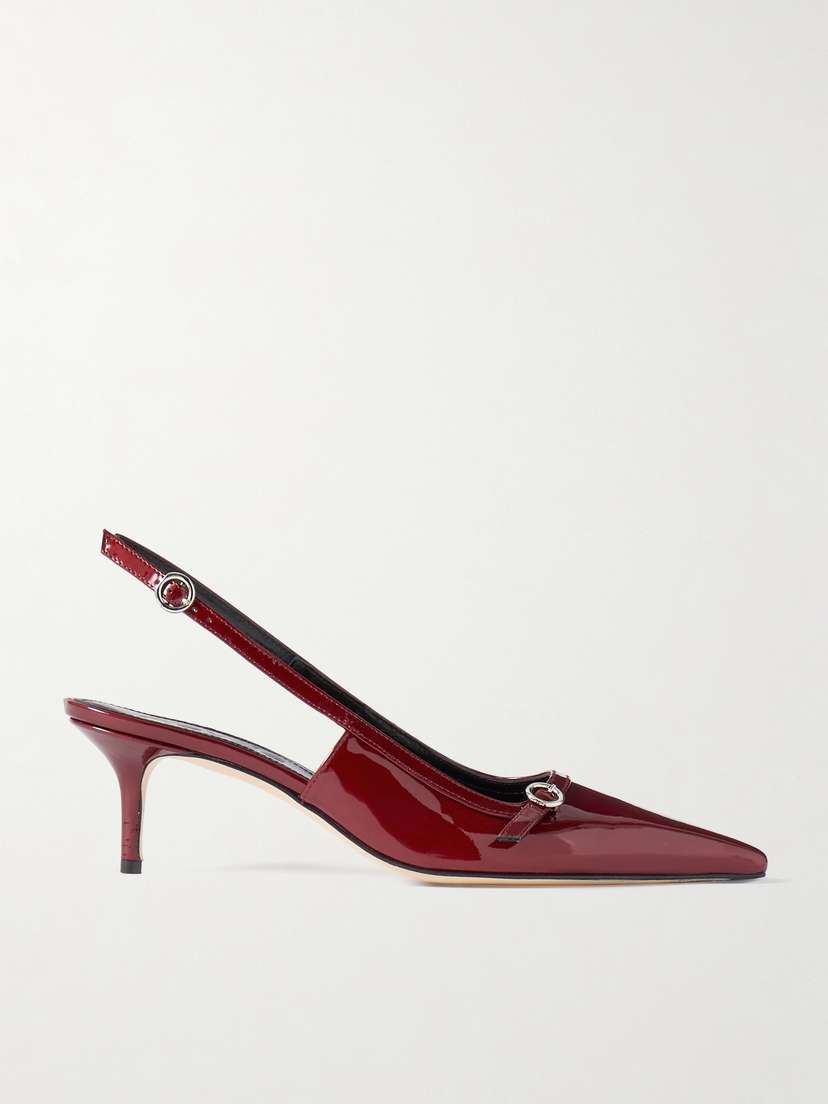 aeyde Saba Buckled Patent-leather Slingback Pumps