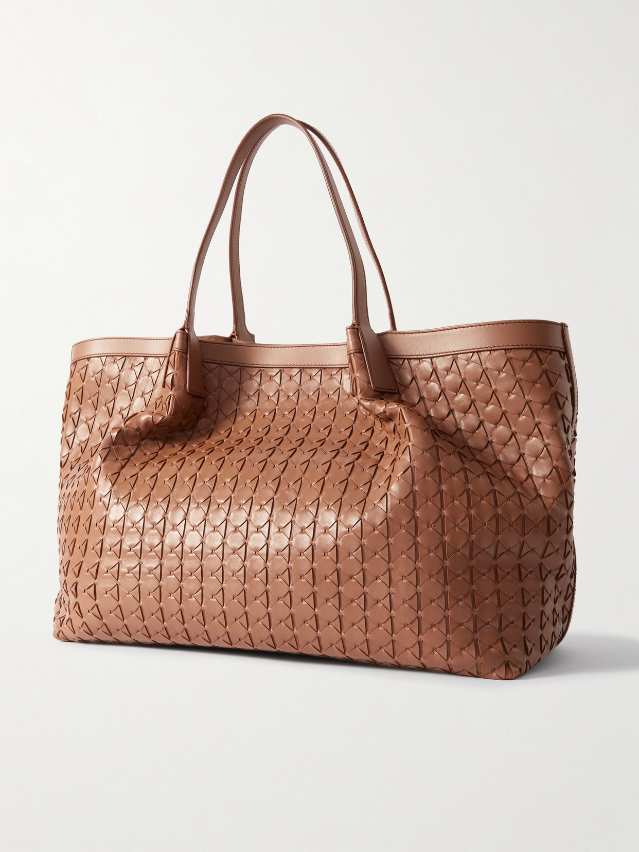 Serapian Secret Large Woven Leather Tote In Brown