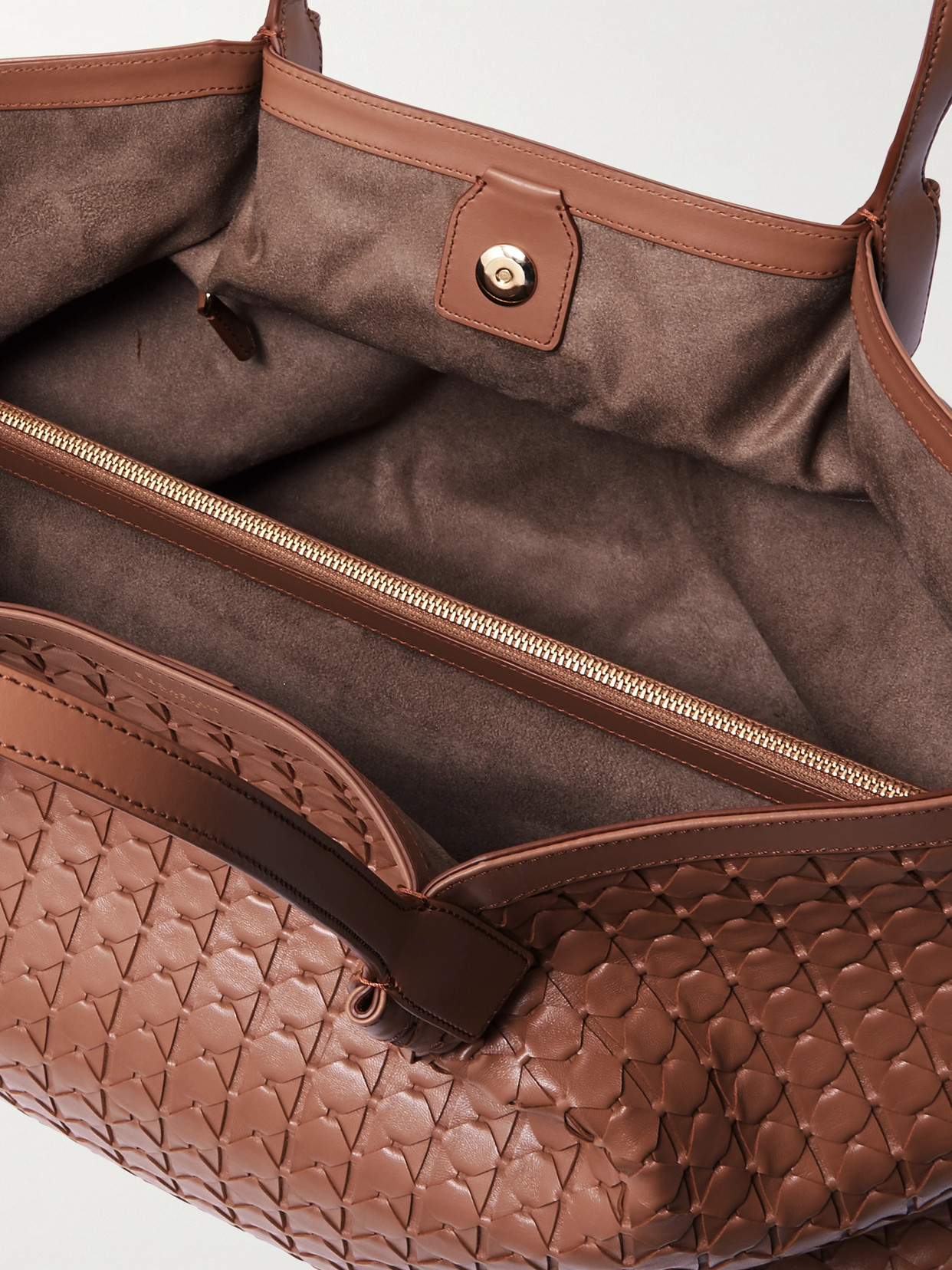Serapian Secret Large Woven Leather Tote In Brown
