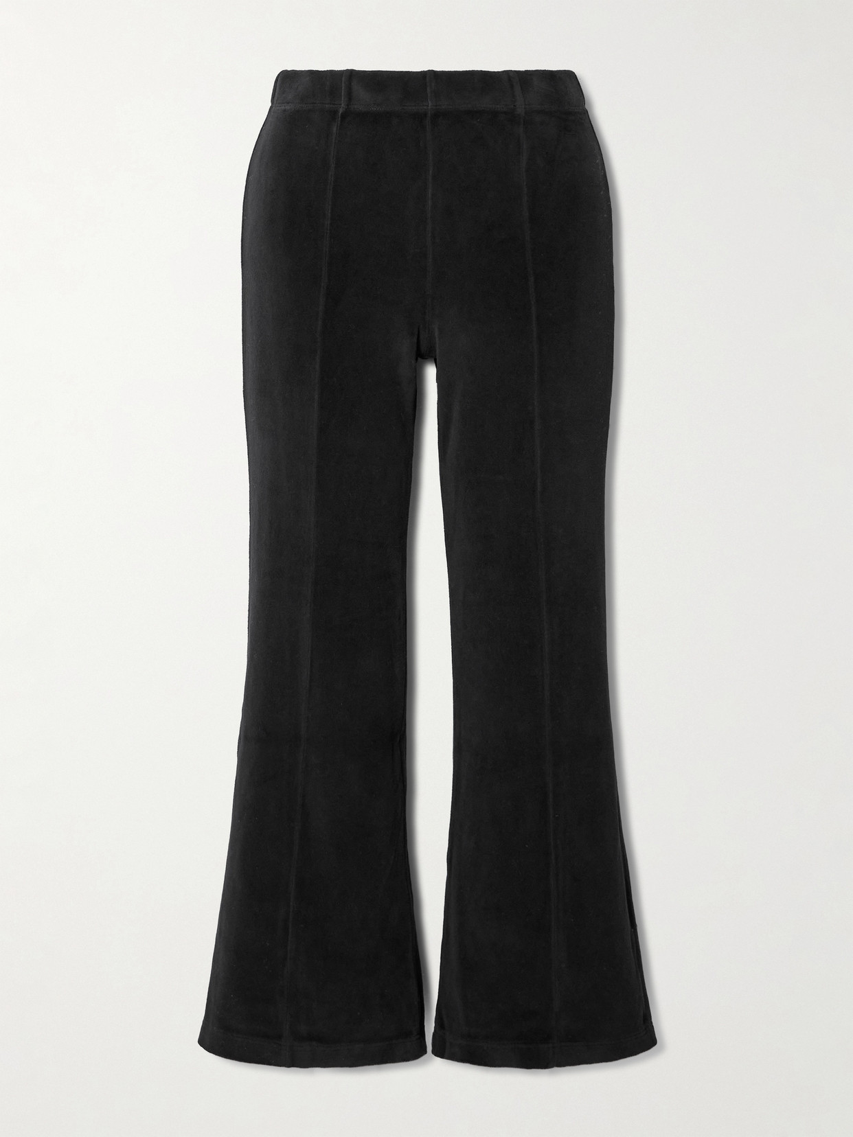 Suzie Kondi Fili Cropped Cotton-blend Velour Flared Pants In Black