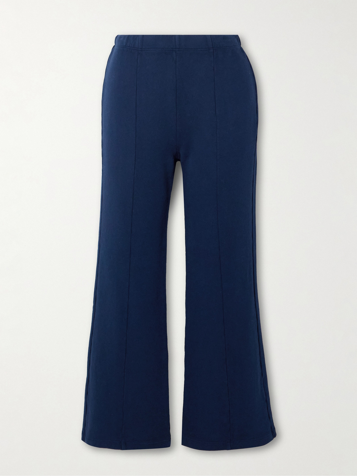 Suzie Kondi Fili Kick Cropped French Cotton-terry Flared Pants In Blue