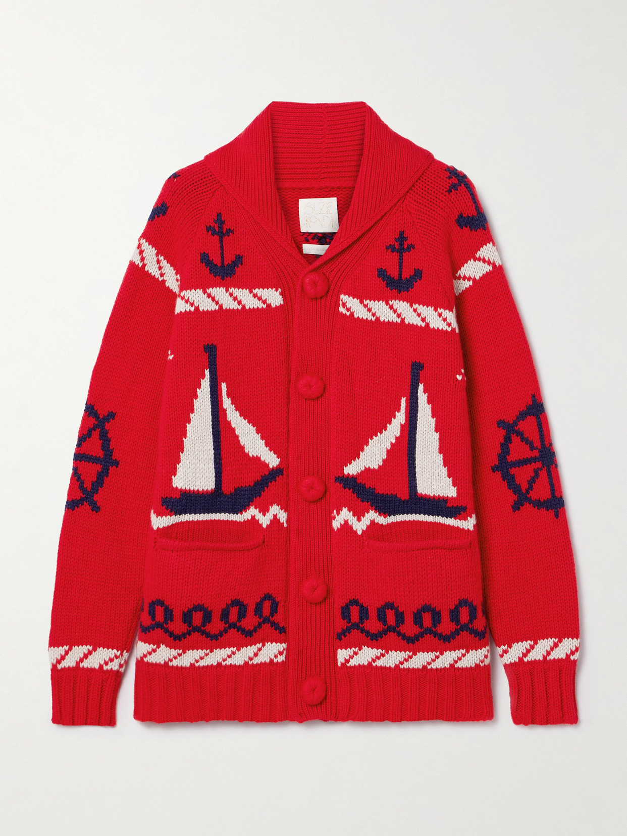 Suzie Kondi Kavari Intarsia-knit Cashmere Cardigan In Red