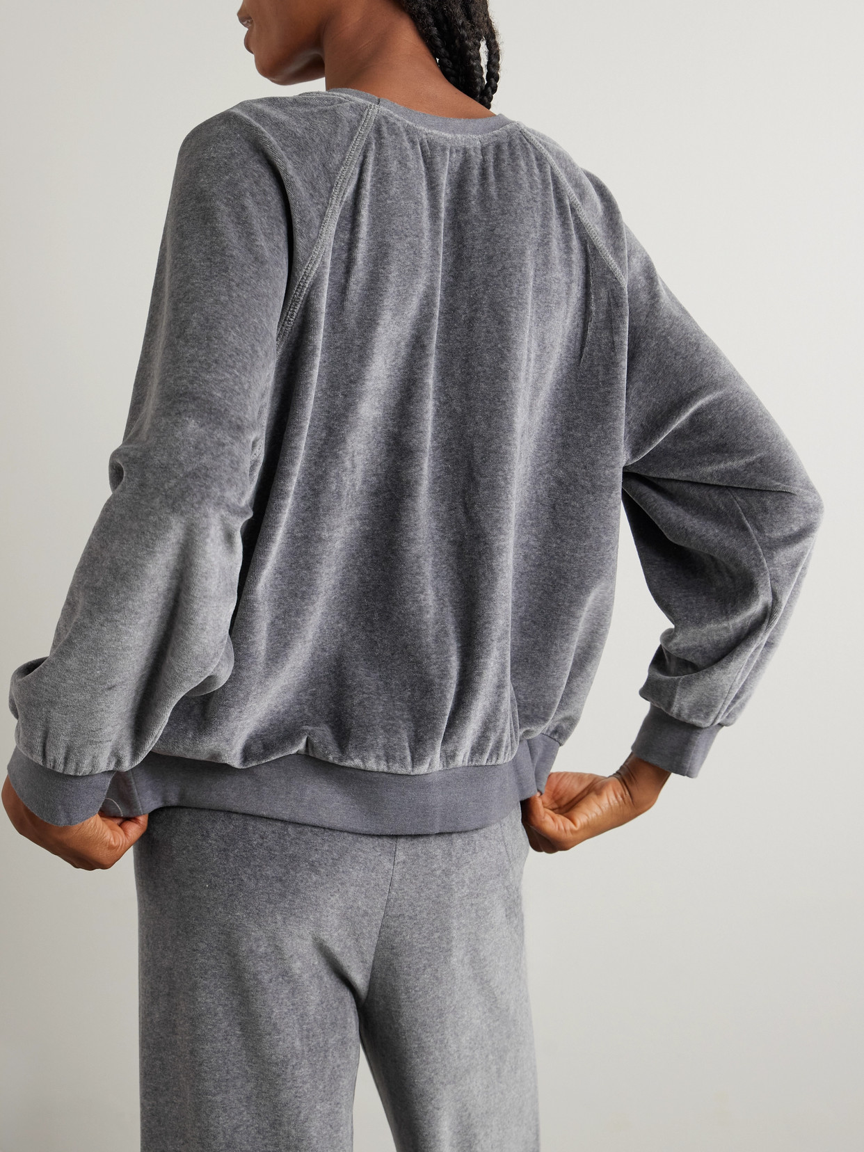 Cotton-Blend Velour Sweater