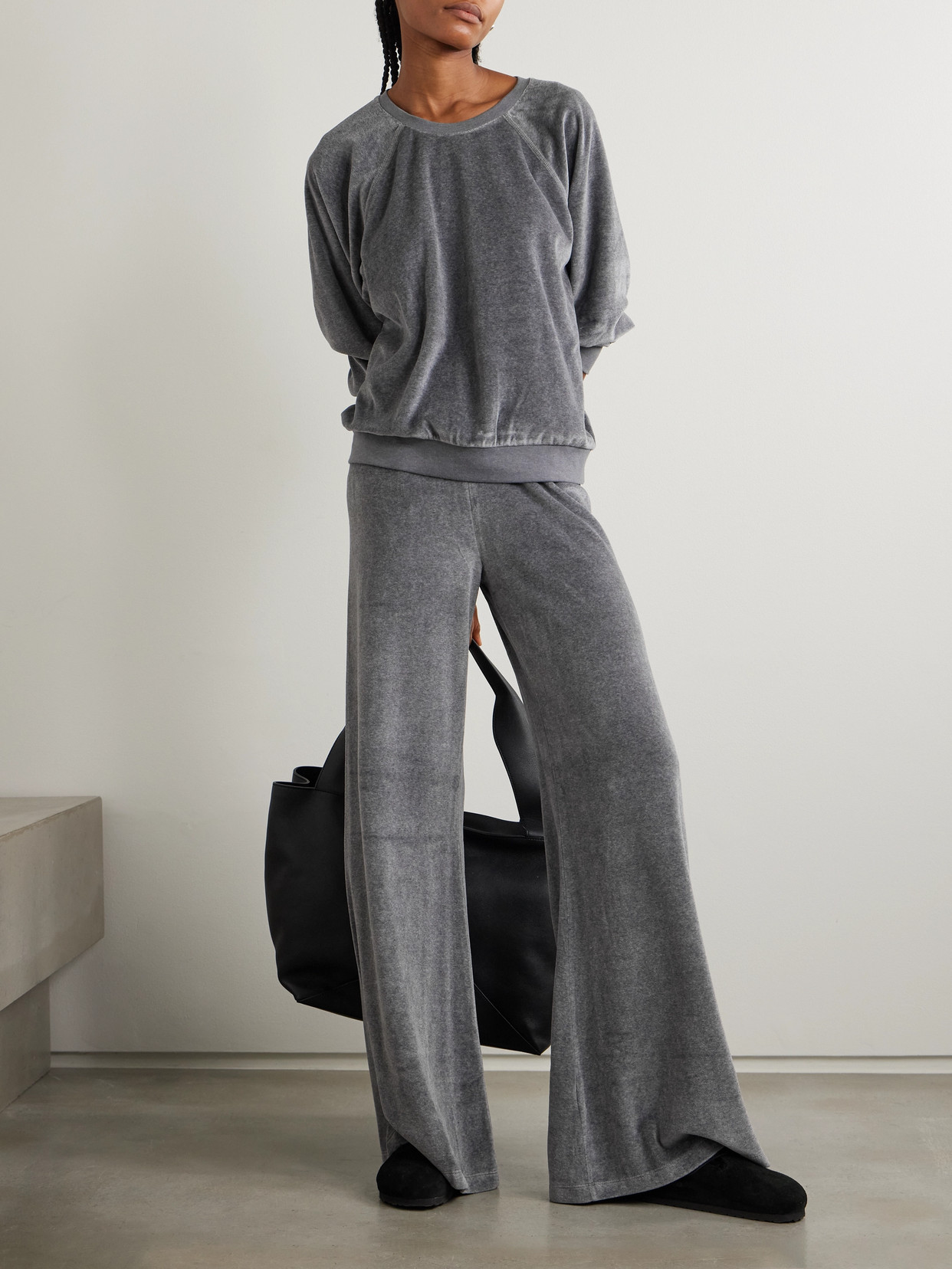 Cotton-Blend Velour Sweater