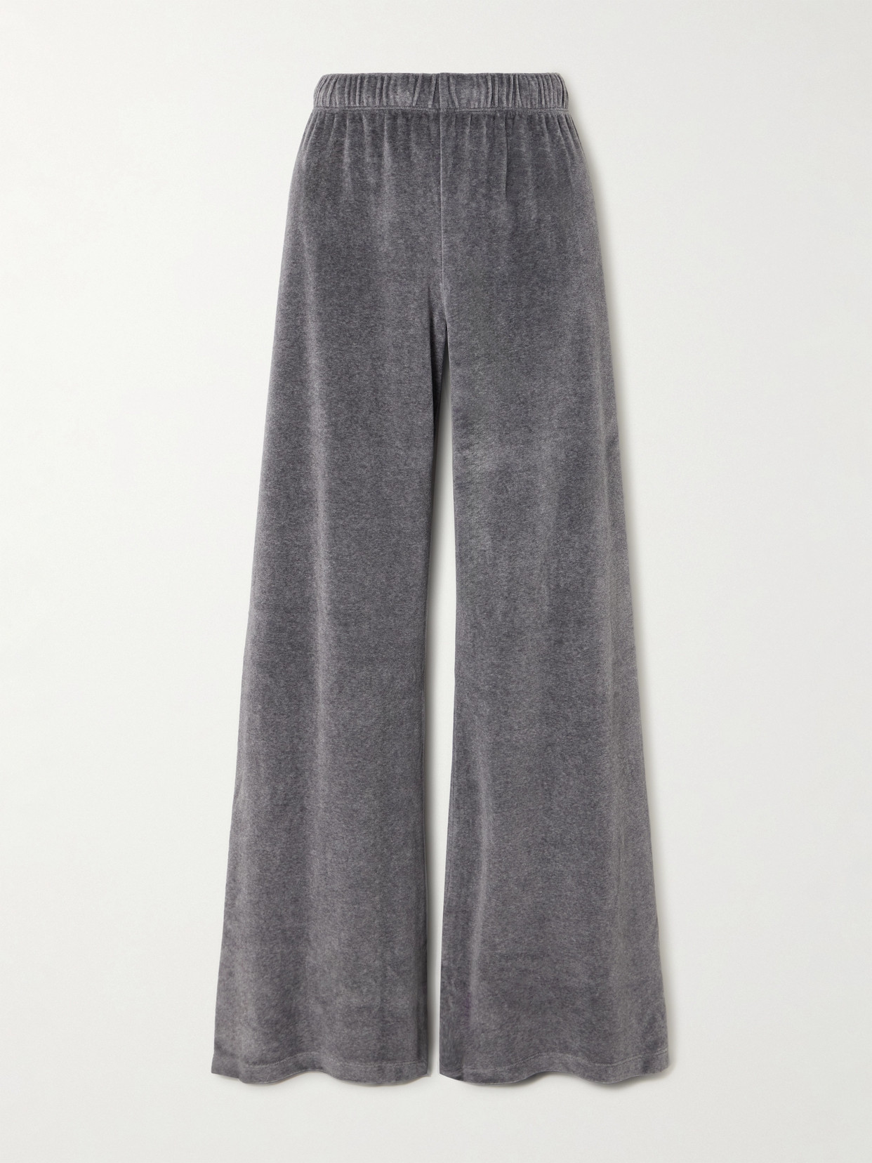 Suzie Kondi Zephyra Cotton-blend Velour Wide-leg Pants In Gray