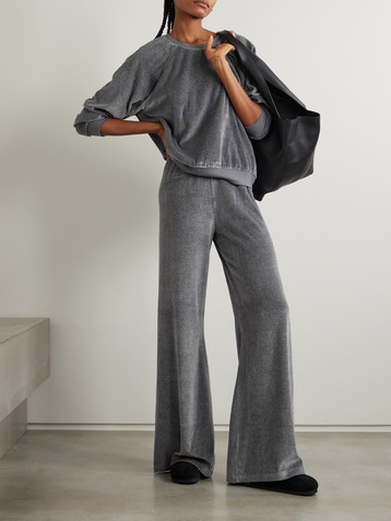 Suzie Kondi Zephyra cotton-blend velour wide-leg pants